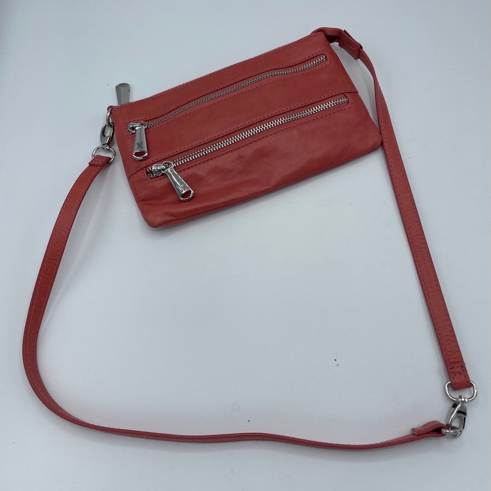 Coral Leather Hobo Clutch